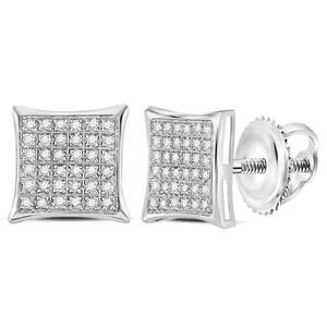 0.25cttw Diamond Square Cluster Earrings 10k White Gold